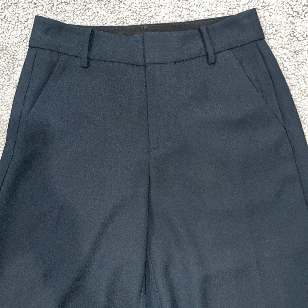 MADEWELL Black Crepe Wide Leg Cropped Zip Fly Belt Loop Dress Trousers EUC - 0 - Picture 2 of 11